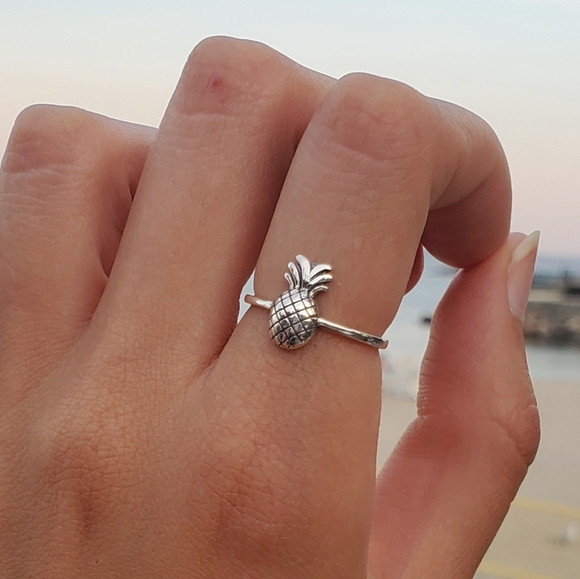 Pineapple Ring Silver Summer 925 Sterling Silver - Picture 2 of 6